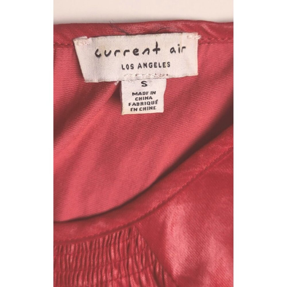 Current Air Red Long Sleeve Blouse With Ruched Cuffs Size Medium - Picture 8 of 9